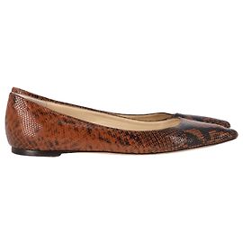 Ballettschuhe aus braunem Leder mit Schlangenprägung Jimmy Choo Romy Braun