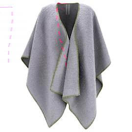 Rick Owens-Rick Owens Whipstitch-Edged Poncho in Grey Wool-Grey