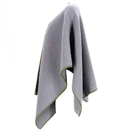 Rick Owens-Rick Owens Whipstitch-Edged Poncho in Grey Wool-Grey