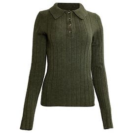 Khaite Hans Polo Jumper aus grünem Kaschmir Grün