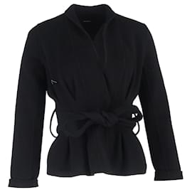 Joseph-Joseph Belted Wrap Coat in Black Wool-Black