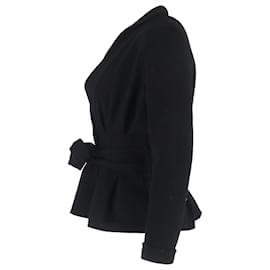 Joseph-Joseph Belted Wrap Coat in Black Wool-Black