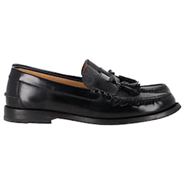 Gucci-Mocassins Gucci GG com detalhes de franjas em lona revestida preta e couro-Preto
