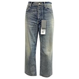 Balenciaga-Balenciaga Mid-Rise Washed Tapered Jeans in Light Blue Denim-Blue,Light blue