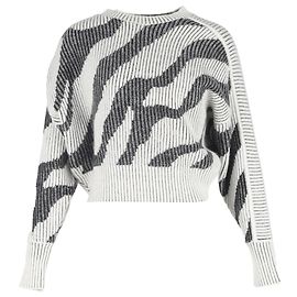 Gestreifter Zebra-Print-Pullover Iro Voryta in Schwarz und Weiß aus Acryl Weiß