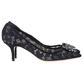 Décolleté in pizzo arcobaleno Dolce & Gabbana in seta blu navy Blu Blu navy