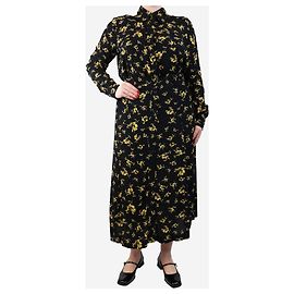 Ganni Camicia a stampa floreale nera e gialla e gonna midi - taglia UK 12 Nero