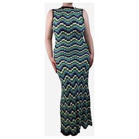 Autre Marque-Blue and green sleeveless crocheted maxi dress - size M-Blue