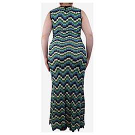 Autre Marque-Blue and green sleeveless crocheted maxi dress - size M-Blue