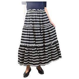 Lisa Marie Fernandez Gonna midi a righe bianco e nero - taglia UK 8 Nero