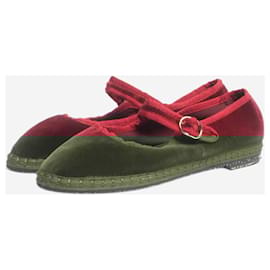 Autre Marque-Dark red velvet Mary Jane flat shoes - size EU 38-Red