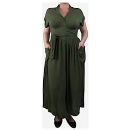 Autre Marque-Olive green midi wrap dress - size UK 14-Green