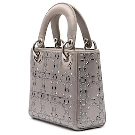 Dior-Dior Gray Mini Satin Cannage Crystal Lady Dior-Brown