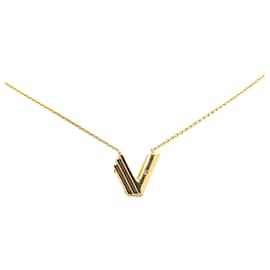 Louis Vuitton-Louis Vuitton Gold Gold Plated LV and Me Letter V Pendant Necklace-Golden