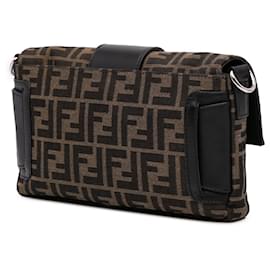 Fendi-Fendi Brown Zucca Canvas Convertible Baguette Crossbody-Brown