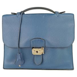 Hermès-Hermes Blue Taurillon Clemence Handbag-Blue