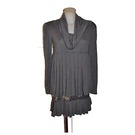 Pinko Mini Kleid Grau Wolle Viskose Grau