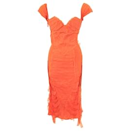 Gucci-Vintage Cocktail Ribbon Dress-Orange