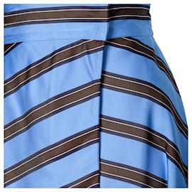 Fendi-Striped Asymmetric Midi Skirt-Blue