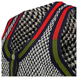 Gucci-Grosgrain Trim Tweed Vest-Grey