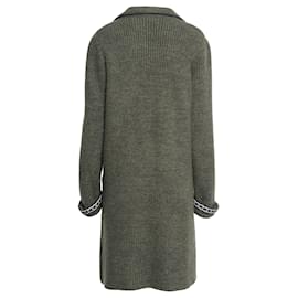 Chanel-Pattern Trim Coat-Green,Khaki