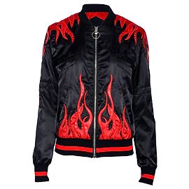 Philipp Plein Veste bomber brodée de flammes Noir