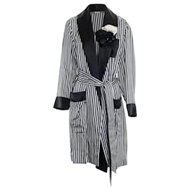 Lanvin-Lightweight Striped Coat With Belt-Multiple colors