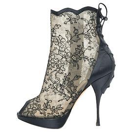 Christian Dior Durchsichtige Spitzen-Corsettabsätze Schwarz