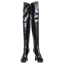 Louis Vuitton-Thigh High Boots with Faux Pearl Accents-Black