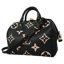 Louis Vuitton-Louis Vuitton Monogram Empreinte Bicolor Speedy Bandouliere 25 Handbag-Black,Beige