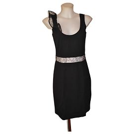 Vestido Valentino Garavani de algodón elástico y encaje negro Negro