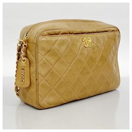 Chanel-Chanel Brown Lambskin Shoulder Bag-Brown