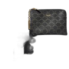 Céline-CELINE Triomphe Canvas Zipped Coin Purse/Wallet Black-Black