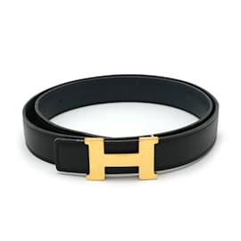 Hermès-Hermes Mini Constance H Reversible Belt-Black,Navy blue