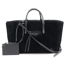 Balenciaga-Balenciaga Black Mouton Leather Handbag-Black