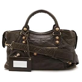 Balenciaga-Balenciaga The Giant Part Time Editor's Bag-Khaki