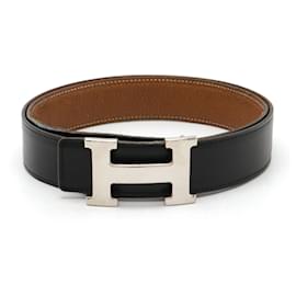 Hermès-Hermes H Belt Reversible Leather-Brown,Black