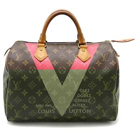Louis Vuitton-Louis Vuitton Monogram V Speedy 30 Handbag-Brown,Pink