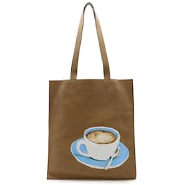 Fendi-Fendi Coffee Cup Tea Print Tote Bag-Brown,White,Blue