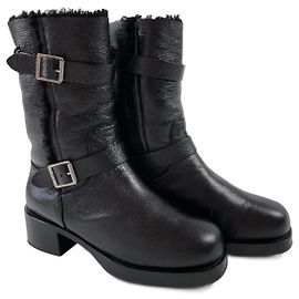 Botas biker Dior de shearling pretas 38 Preto