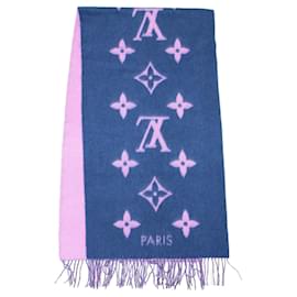 Louis Vuitton-Louis Vuitton Cashmere Stole in Navy and Pink-Pink,Navy blue