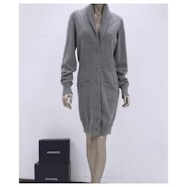 Chanel-Claudia Schiffer Style Grey Cashmere Cardigan 38 FR-Grey