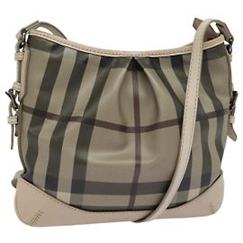 Borsa a spalla Burberry Nova Check PVC Khaki Auth BA711 Cachi
