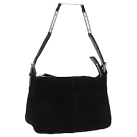 Fendi-FENDI Hand Bag Suede Black Silver Auth bs23619-Black,Silvery