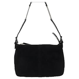 Fendi-FENDI Hand Bag Suede Black Silver Auth bs23619-Black,Silvery