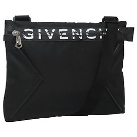 GIVENCHY Shoulder Bag Nylon Black Silver Auth bs23553 Black Silvery