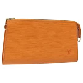 Louis Vuitton-LOUIS VUITTON Epi Pochette Accessoires Pouch Orange Mandarin M5294H Auth EC578-Orange,Grey