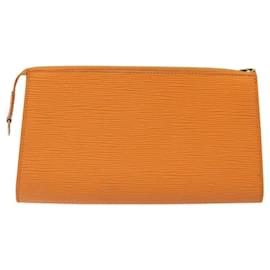 Louis Vuitton-LOUIS VUITTON Epi Pochette Accessoires Pouch Orange Mandarin M5294H Auth EC578-Orange,Grey