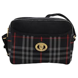 Autre Marque-Burberrys Nova Check Shoulder Bag Canvas Navy Gold Auth EC762-Golden,Navy blue