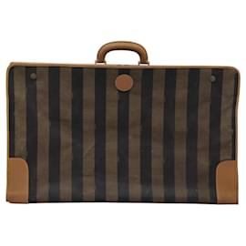 Fendi-FENDI Trunk en toile Pecan Noir Marron Auth mr1154-Marron,Noir
